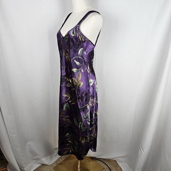 Vintage California Dynasty Purple Floral Maxi Slip Dress Small Lace Straps - Picture 3 of 10